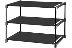 DXHGHYGL Scarpiera Ingresso,3 Ripiani Scarpiera Salvaspazio Armadio in Metallo con Tessuto Impermeabile Antipolvere per Soggiorno, Corridoio, Camera da Letto (Nero)