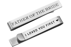 DTWAWA Stainless Steel Tie Clip Bar Wedding Party Day Tie Bar Present for Man Father of The Groom Father of The Bride Gifts Tie Clip