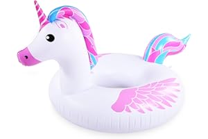 HIWENA Inflatable Unicorn Pool Float Tube for Party Decorations, Unicorn Inflatable Raft Pool Toys, 67 inches Giant Pool Float for Adults and Kids