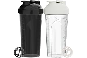 PZMLOASN 2 Stück Protein Shaker bottle 700ml - Auslaufsicherer Schraubdeckel - BPA-frei, aus babyflaschentauglichem Material, für Damen und Herren (Schwarz+Weiß)