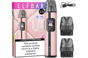 SURVIVAL BOYZ Elf Bar ELFX Pro Pod Vape Kit [Pink] - Available in 7 colours - 1200mAh Battery, 2A Fast Charging (30 Min), 45W Output, Durable Vegan Leather, Anti-Leak - Works with all ELFX Pods - No Nicotine