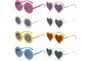 WPNCYK 8 Pairs Kids Sunglasses Girls, Round Flower Glasses, Kids Heart Shaped Sunglasses, UV 400 Protection Kid Sun Glasses Multipack for Kid Girls Birthday Party Outdoor Beach Travel