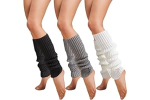 ZORVYN 3 Pares Calentadores de Piernas Invierno para Mujer, Tejidos a Crochet, Modestos y Versátiles, Cálidos y Cómodos, Ideales para Invierno, Primavera y Otoño