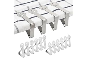 KONFEN Robustos Clips para Manteles de Mesa, 12 Paquetes de Clips de Acero Inoxidable para Manteles de Picnic en Exteriores e Interiores, Soporte Triangular para Manteles de Fiesta (Leaf & Smile)