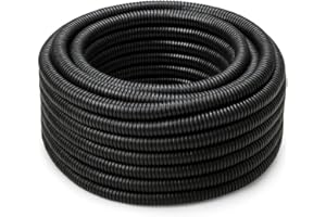 DI.M.EL. S.R.L. Tubo Corrugato Flessibile Diametro 20 mm - Bobina 50 Metri - Guaina Protettiva Cavi Elettrici - Resistente Leggero e Facile da Posare - Colore Nero