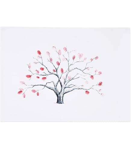 Livre D'Or Empreintes Digitales Arbre De Vie - Toile Signature DIY 30x40cm Avec Encre Et Marqueur Pour Mariage Ou Anniversaire