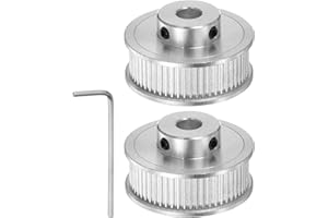 sourcing map 2Stk 2GT Umlenkrolle 60 Zähne 8mm Bohrung 40mm Durchmesser Aluminum Zahnriemen mit 2mm Sechskant Schlüssel für 10mm Breite Gürtel 3D Drucker CNC Maschine Zubehör Silberton