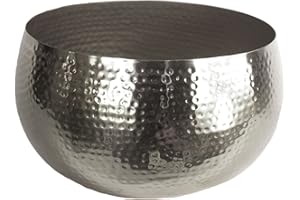 Leaf Duża metalowa donica z młotkowaną prostą krawędzią, srebrna, 32 cm x 20 cm