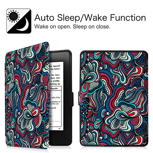 Fintie Kindle Paperwhite Hülle – Die dünnste und leichteste Smartshell Case Schutzhülle Tasche mit auto Sleep / Wake für den neuen Kindle Paperwhite 2015 (mit 300 ppi-Display, 6 Zoll, und integrierter Beleuchtung) und alle Modelle von 2012, 2013, 2014, Magische Pilze - 2