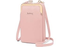 HNOOM Borse a Tracolla per Cellulare Borsa Piccola Tracolla Donna Portafoglio Tracolla Donna in Pelle PU Mini Borsa Tracolla per Cellulare Borsa Porta Cellulare (Rosa)