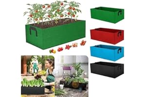 HARDINOX 4 Pack Vegetable Grow Bags, Non-Woven Fabric Grow Bags for Vegetables and Fruits with Strap Handles, Reusable Tomato Strawberry Flower Herb Planting Bag Vegetable Container (60x30x20CM Green)