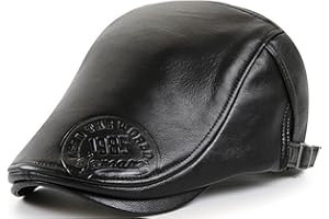 JFAN Męska czapka ze skóry PU płaska czapka gazeciarz czapki kaczy dziób Scally Beret czapka regulowana czapka taksówkarza