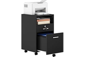 Vinsetto Mobile File Cabinet Lockable Storage Unit Cupboard for A4 Letter Home Filing Furniture for Office, Bedroom and Living Room, 39x40x65cm, Black