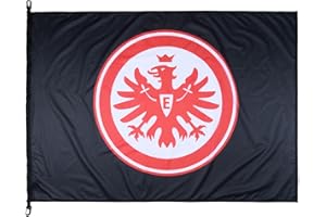 Eintracht Frankfurt Hissflagge Logo schwarz- 100 x 135 cm schwarzer Hintergund mit rotem Eintracht Frankfurt Logo
