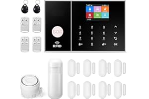 LWOHSI Système d'alarme Domestique sans Fil, système d'alarme antivol Complet 4G avec sirène d'alarme 120 DB, télécommande Intelligente, écran LCD, Invite vocale, sécurité pour la Maison, Le Bureau