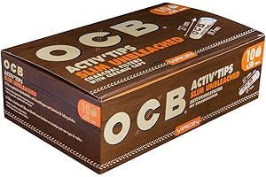 OCB 18657 ActivTips Slim Unbleached Lot de 500 filtres à charbon actif Virgin 7 mm avec bouchons en céramique 10 x 50