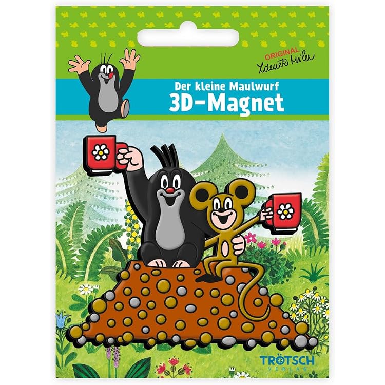 Trötsch Magnete 3D La Talpa Con I Pantaloni Blu | Decorazione Per Frigo E Superfici Magnetiche 7x9 Cm