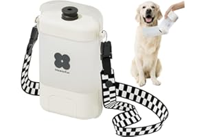 MEWOOFUN Tragbare wasserflaschen für Hunde, Faltbare wasserflasche Hunde für unterwegs – Auslaufsichere ABS Hunde Wasserflasche mit Riemen für draußen, weiß 400ml