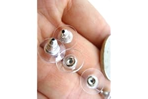 VOMONO 25pcs 6 * 11 Plastic Non-allergenic Butterfly Earring Backs stoppers (Silver)