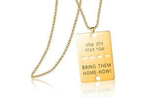VASSAGO Bring Them Home Now Collier Israël Military Jewelry Stand avec Israël Acier Inoxydable Dog Tag Pendentif Israël Collier pour hommes et femmes