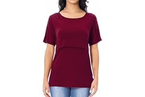 Smallshow Tops de enfermería Camisas de Manga Corta de Maternidad para Mujeres Ropa de Lactancia Materna