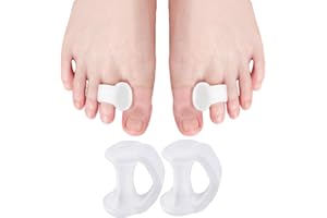 WACURRENTHYD 1 Pair Toe Separators Gel Toe Spacers Bunion Corrector（1st/2nd Toe and Spreader for Bunions, Overlapping Toes and Drift Pain Relief Pads - White）