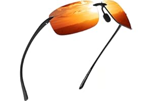 Jim Halo Polarized Sunglasses Men TR90 Rimless Frame, Sports Wrap Around Sunglasses for Running Baseball Fishing Cycling Driving