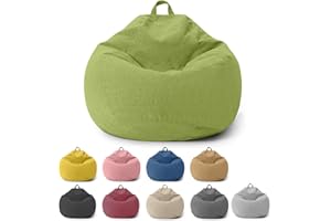 Chingcoo Funda de puf para niños y adultos, solo funda (sin relleno), silla de puf para dormitorio, oficina, sala de estar, terraza (verde)