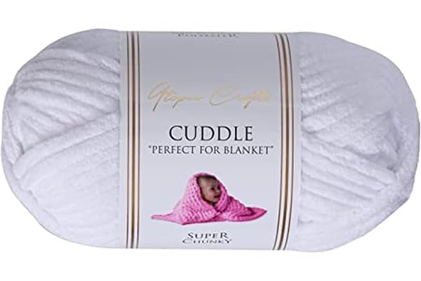 Utopia Crafts Cuddle Laine Chenille, Fil Chenille, Pelote de Laine à Tricoter Super Épaisse de 100 g (60 m), Moelleuse, Douce, Facile à Utiliser, Idéale pour Crochet et Tricot, Blanc
