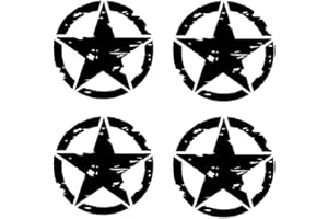 GOBFAR pegatinas para coche, 4 pegatinas para coche de pegatinas modificadas de Vinilo, Pegatinas Coche Estrella de Cinco Puntas Militar Todoterreno, Pegatinas para Coche,Vinilo Negro 15x15 cm