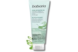 Babaria - Exfoliante Facial Con Aloe Vera 100ml, Elimina Células Muertas e Impurezas | Gel Limpiador Facial Con Particulas Exfoliantes Biodegradables | Limpiadores Faciales 100% Vegano
