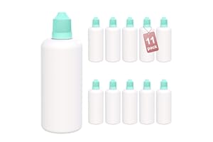 LG Luxury & Grace Lot de 11 Flacons Compte-Gouttes, 120 ml. Bouteilles en Polyéthylène avec Compte-gouttes et Bouchon à Vis. Flacons Rechargeables. Dosage et Stockage de Substances Liquides.