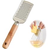 leruiyezs Stainless Steel Cheese Grater,with Natural Wood Handle Non-Slip Kitchen Utensil,22x6cm,for Cheese,Parmesan Lemon Gi