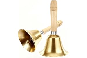 LHUDILS Campanella a Mano in Metallo Set di 2 con Suono Dolce e Nitido Campana Durevole per Matrimoni Cene Meditazione Natale Campanella