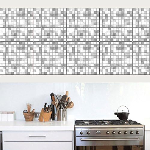 JHYS TS021 Silver Mosaic pattern Tile stickers Decals Home Kitchen Decoration Waterproof Wallpaper 20 * 20cm * 10pcs