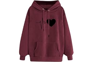 Yuson Girl Donna Felpa con Cappuccio con Tasche Modello di Cuore Cappotto Donna Invernale Autunno Elegante Lungo Cotone Hoodies Classico Felpa Outwear Tops Maglione Donna