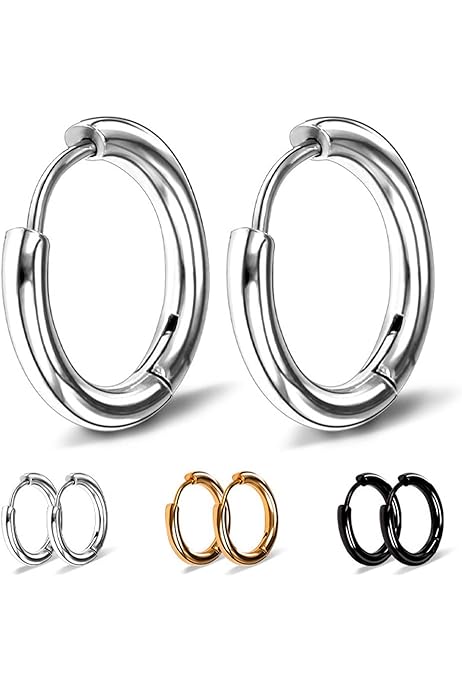 Orecchini A Cerchio In Acciaio Inossidabile - 4 Paia Piccoli Cerchi Ipoallergenici Per Uomo E Donna - Foto 8
