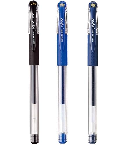 Signo - Penna a sfera uni UMR-1 per UM-151-0,38 mm, confezione da 3 pezzi, colore: Nero