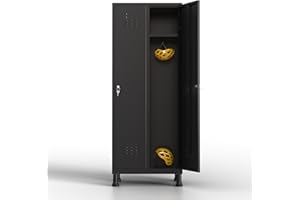 TwinThink Taquillas Vestuario. 180 x 65 x 40 cm Taquillas Metalicas de 2 Puertas Taquilla Metalica con Llave Taquillas Vestuario 2 Puertas Taquillas Vestuario Metalicas (Negro)