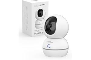 GRIFEMA Wewnętrzna kamera WiFi 360°, 1080P (3MP) z noktowizorem 10 m, wykrywanie człowieka/dźwięku, redukcja szumów 3D, pamięć SD/chmura, tryb prywatności dla dzieci/zwierząt, GD701