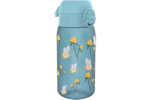ION8 Butelka dla Dzieci, 350 ml/12 oz, Szczelna, Łatwa do Otwarcia, Bezpieczny Zamek, Można Myć w Zmywarce, Bez BPA, Uchwyt do Przenoszenia, Łatwa do Czyszczenia, Bezwonny, Trzmiele