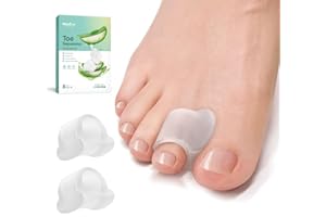 Welnove Separatore per dita sovrapposte - Distanziatori per dita dei piedi per borsiti Estratto di aloe vera - Correttore per dita a martello, allineamento dell'alluce (medio, confezione da 8)