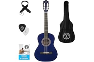 Stretton Payne 3/4 Sized Kids age 7 to 11 Acoustic Guitar Package – Everything a Beginner Needs to Learn to Play - 36' inch Classical Nylon String Childs Guitar Pack - Blue
