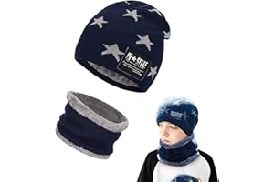 AOMAIGAD Berretto Invernale per Bambini, Beanie Bambino Cappello con Sciarpa Set,Elastico in Maglia Beanie cap Scaldacollo,Cappelli Beanie Ragazzo Ragazza (Adatto per 6-15 Anni)