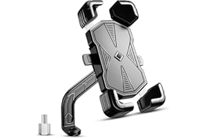 SUNXBUK Soporte Movil Moto Antivibración,Suporte Telemóvel Moto,Soporte de Teléfono para Espejo Retrovisor,Base Giratoria 360°,Ideal para GPS, Navegación, Viajes Y Uso Diario En Carretera