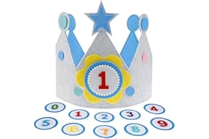 SIOPPKIK Cappello da Festa di Compleanno,Corona Compleanno Bambino Cappelli da Festa Set di Decorazioni di Compleanno Corona da Re Fascia Tiara con Numeri da 0 a 9,per Bambini Festa di Compleanno