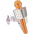 Pick Ur Needs Karaoke Bluetooth Mic Wireless Duplex Bluetooth Microphone Connection Player Speaker 2-in-1 with Recording + USB + FM Microphone Karaoke Mic (Copper)