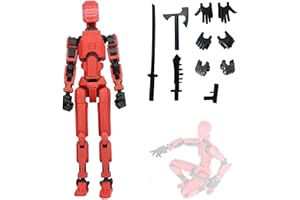 Atsmoce®T13 Action Figure, Figura d'azione T13, Titan 13 Action Figure, Figure Mobili Multi-Snodate Stampate in 3D, Lucky 13 Robot Action Figure (Red)