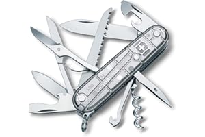 Victorinox Huntsman, Couteau de Poche Suisse, Léger, Multitool, 15 Fonctions, Grand Lame, Tire Bouchon, Ouvre Boite, Argent Transp.