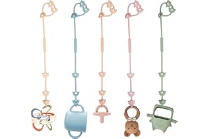 MumEZ Silikonowy łańcuszek na smoczek – 5 szt., łapacz kubków, bez BPA, uchwyt do wózka dziecięcego, wysokiego krzesła, fotelika samochodowego, 5 szt